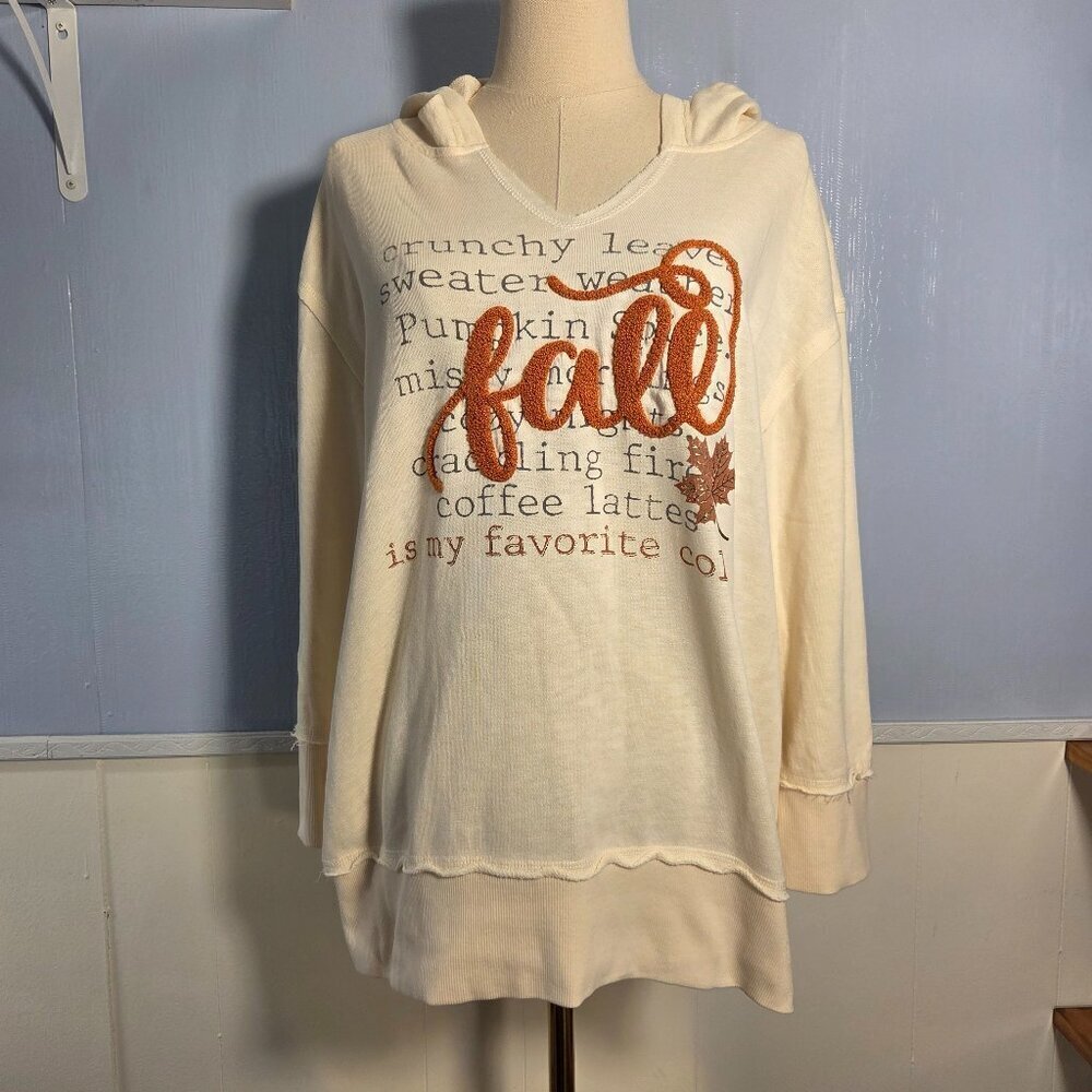 Cato Medium Light Beige Orange Fall V Neck Lightweight Pullover Hooded Jacket